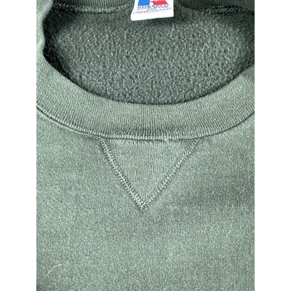 Vintage 90s Russell Athletic Blank Crewneck Sweatshirt XXL USA Made Forest Green